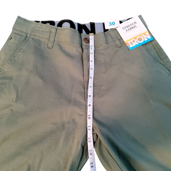 Iron Stretch Fabric Mens Two back pockets Shorts Size 30 Green Cotton & Spandex - Picture 3 of 7